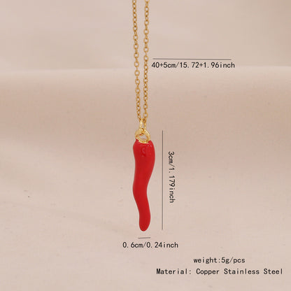 Fruit, Lips & Chilli Stainless Steel Pendant Necklace