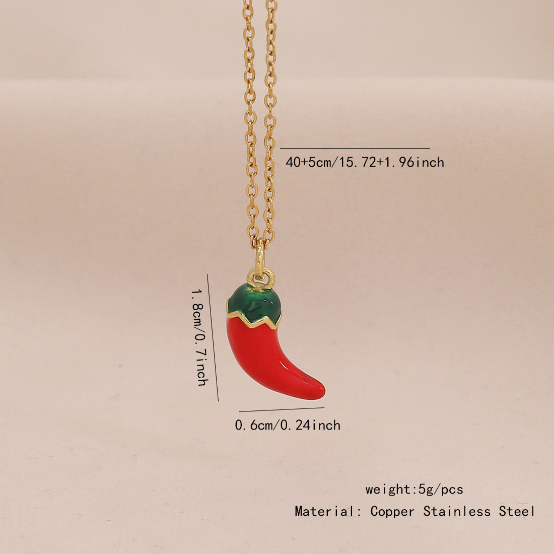 Fruit, Lips & Chilli Stainless Steel Pendant Necklace