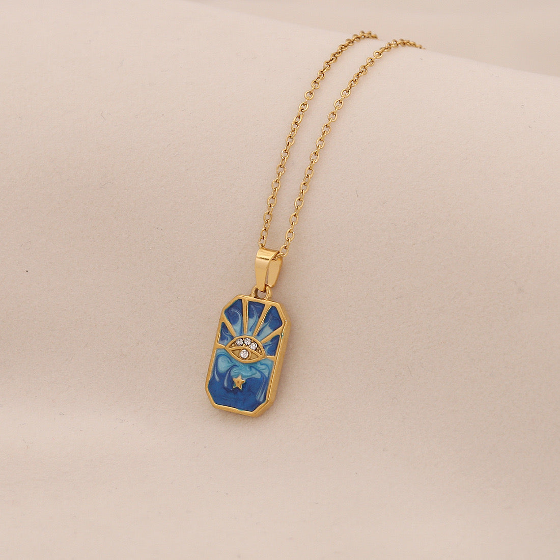 Vintage Tarot Card Heart & Fish Stainless Steel Necklace