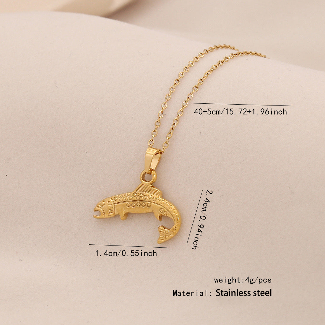 Unique Fish Stainless Steel Pendant Necklace