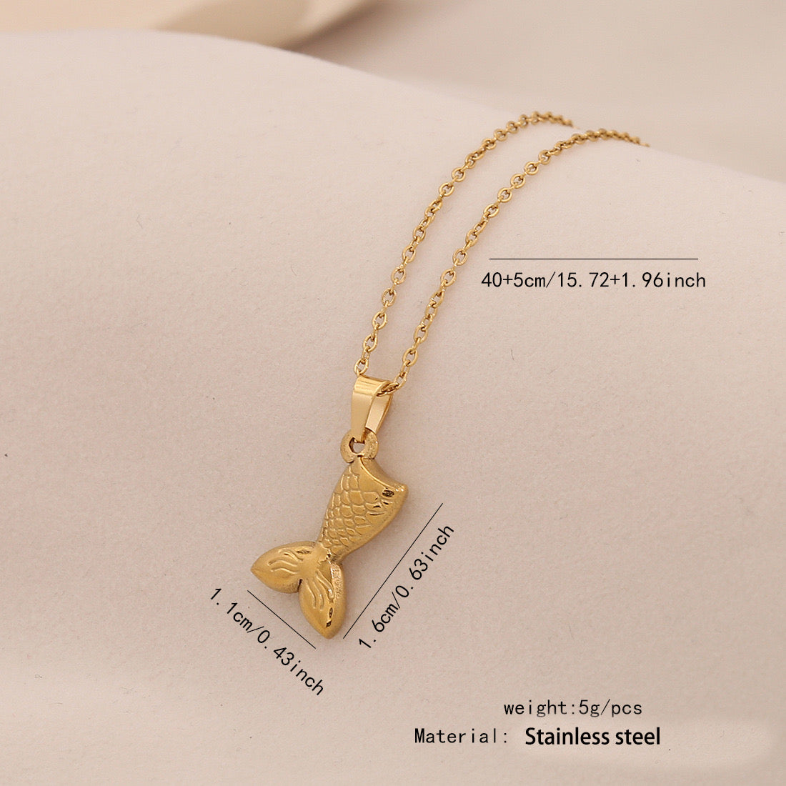 Unique Fish Stainless Steel Pendant Necklace