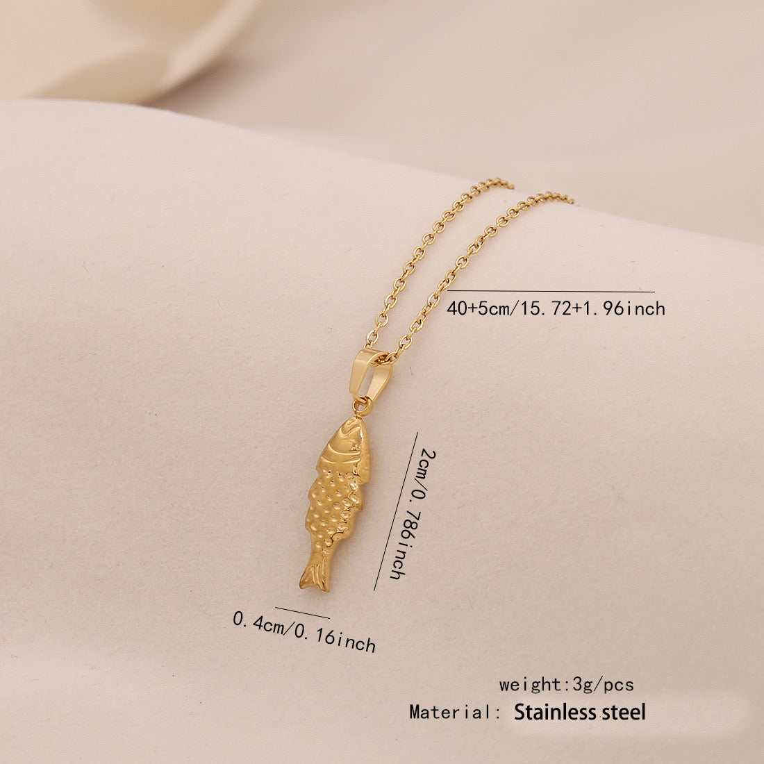 Unique Fish Stainless Steel Pendant Necklace