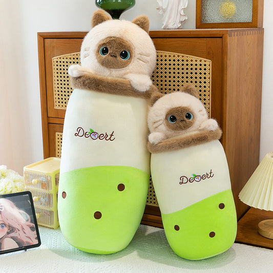 Cat Bubble Tea Plush Pillow