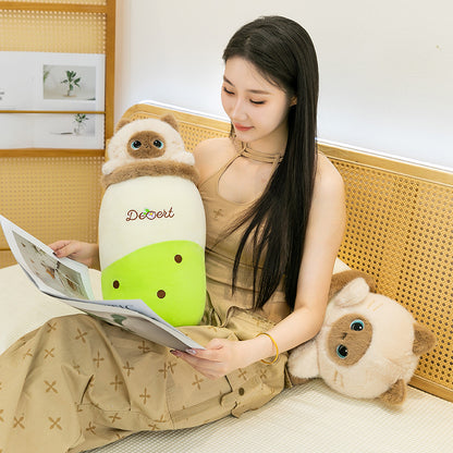 Cat Bubble Tea Plush Pillow