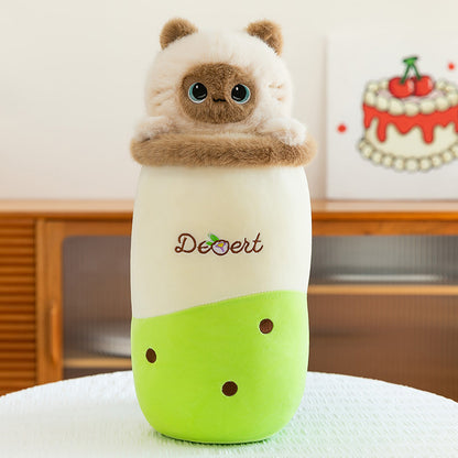 Cat Bubble Tea Plush Pillow