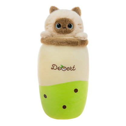 Cat Bubble Tea Plush Pillow