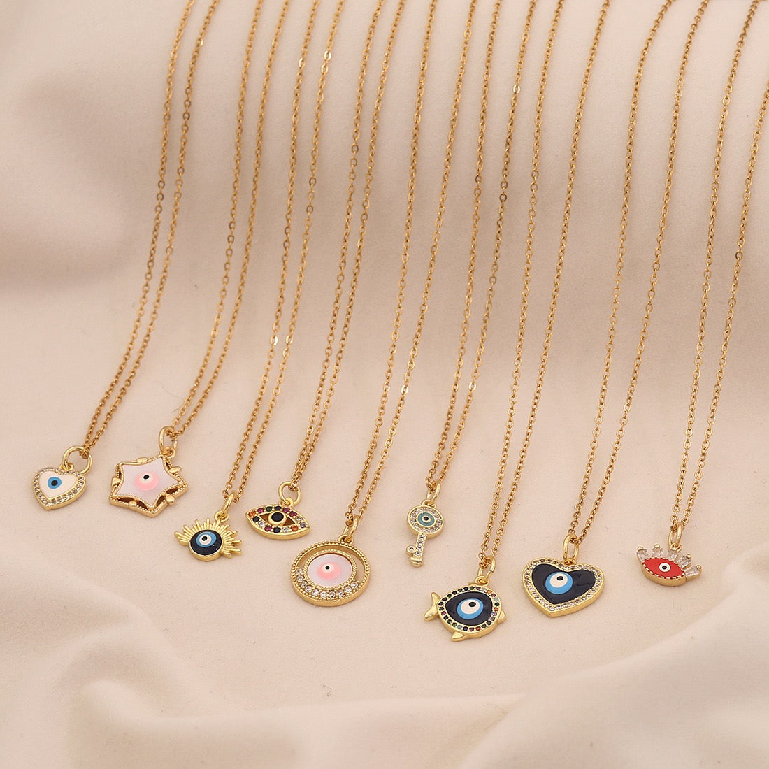 Enamel Eye Stainless Steel Pendant Necklace