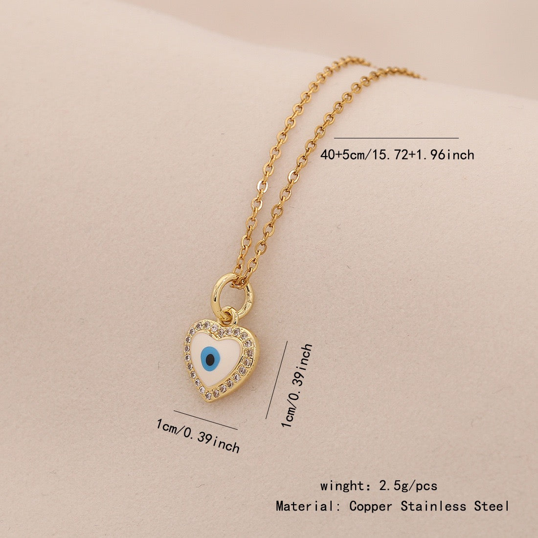 Enamel Eye Stainless Steel Pendant Necklace