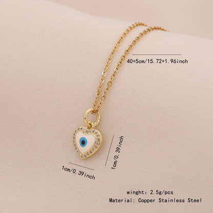 Enamel Eye Stainless Steel Pendant Necklace