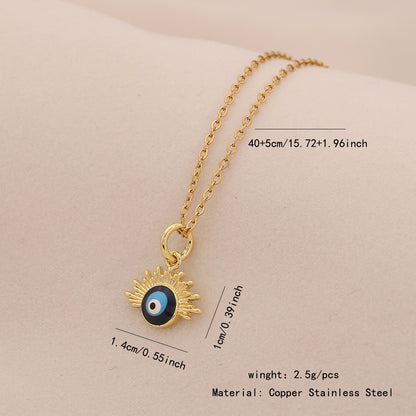 Enamel Eye Stainless Steel Pendant Necklace