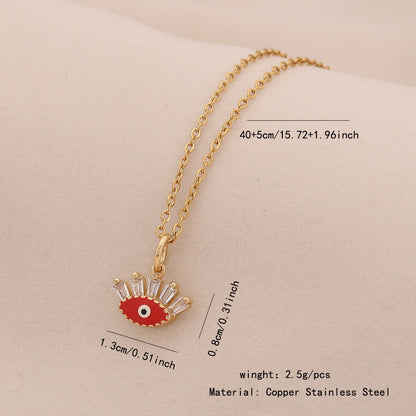 Enamel Eye Stainless Steel Pendant Necklace