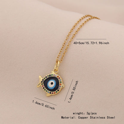 Enamel Eye Stainless Steel Pendant Necklace