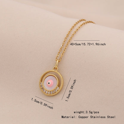 Enamel Eye Stainless Steel Pendant Necklace