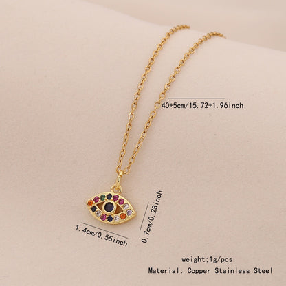 Enamel Eye Stainless Steel Pendant Necklace
