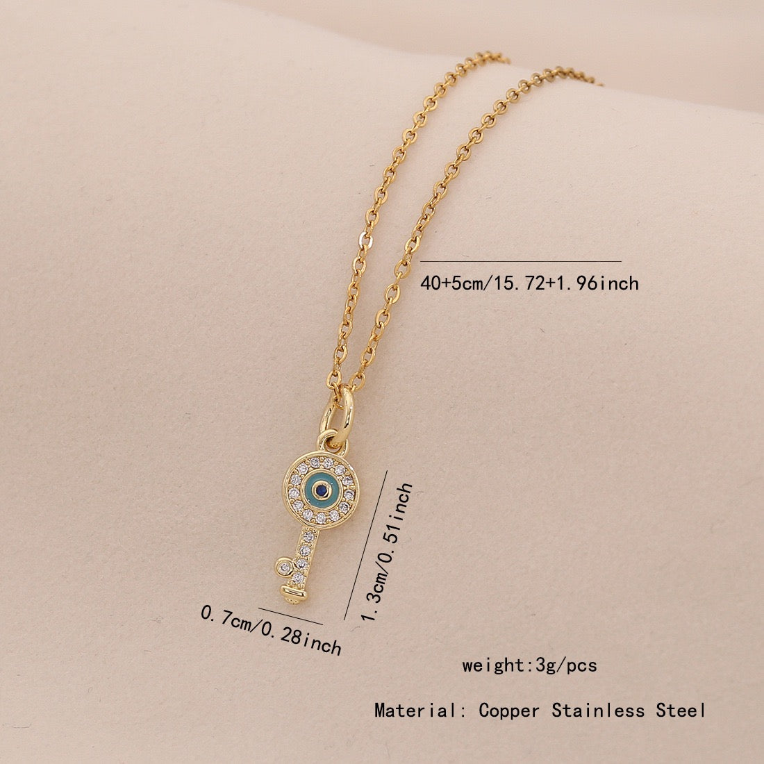 Enamel Eye Stainless Steel Pendant Necklace