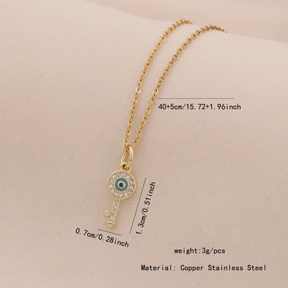 Enamel Eye Stainless Steel Pendant Necklace