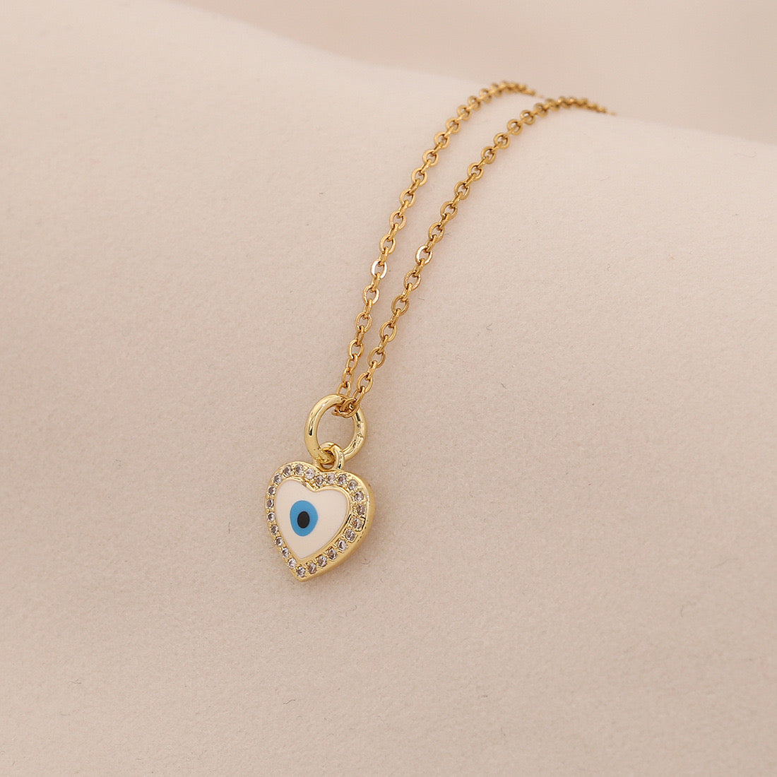 Enamel Eye Stainless Steel Pendant Necklace