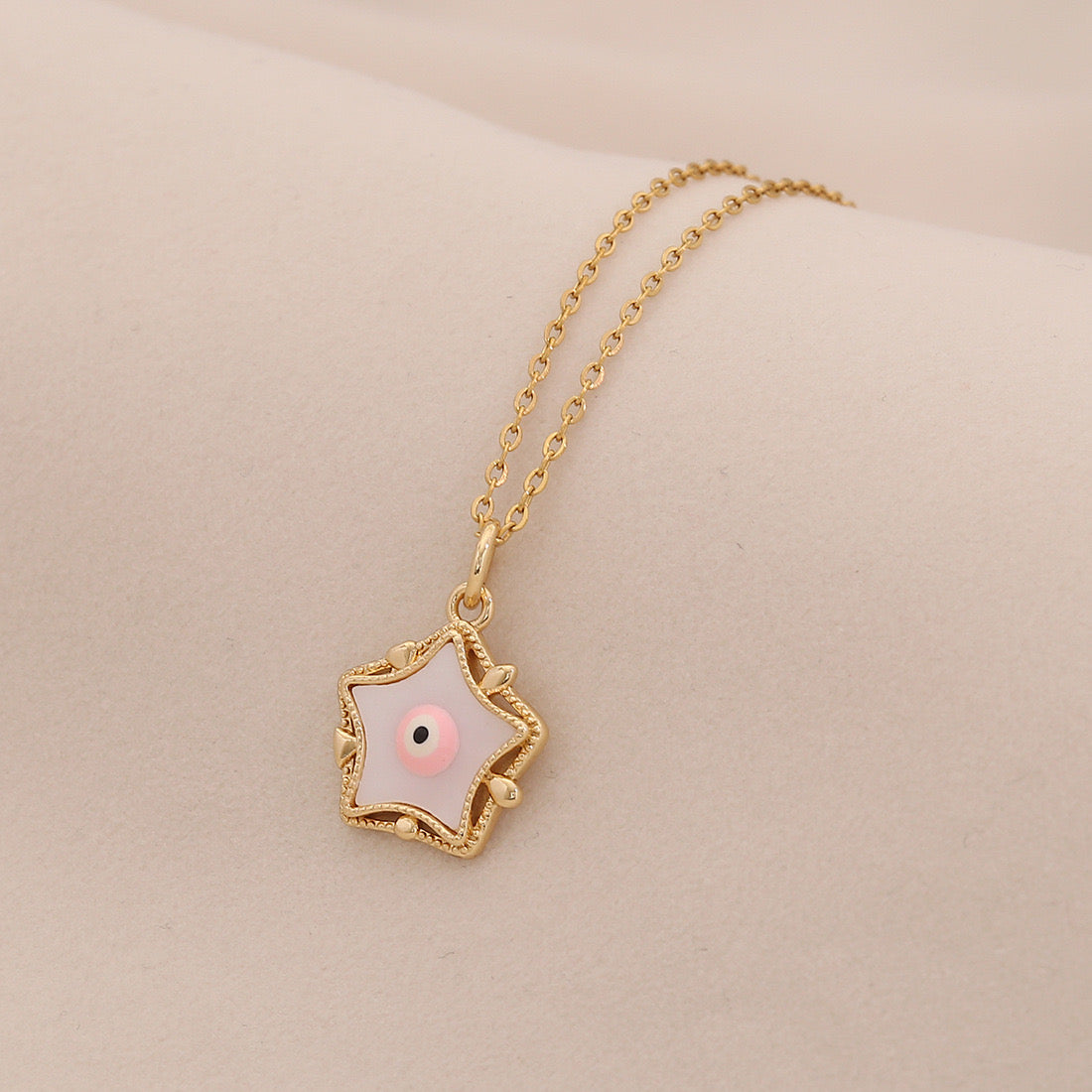 Enamel Eye Stainless Steel Pendant Necklace