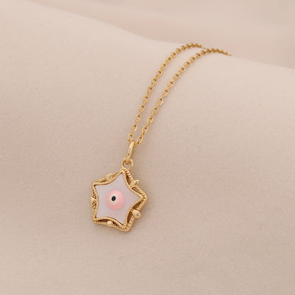 Enamel Eye Stainless Steel Pendant Necklace