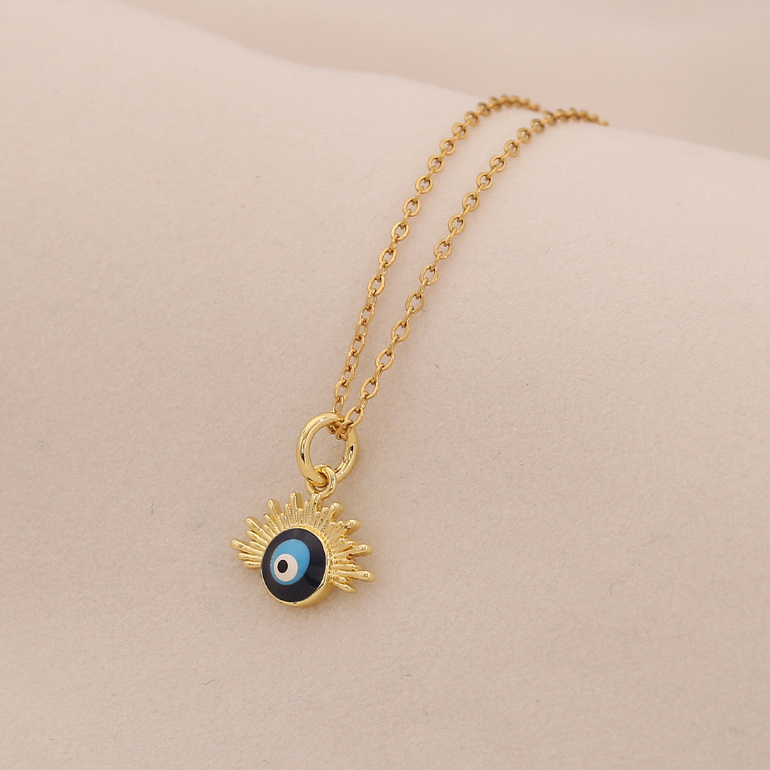 Enamel Eye Stainless Steel Pendant Necklace