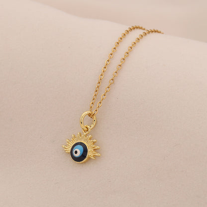 Enamel Eye Stainless Steel Pendant Necklace
