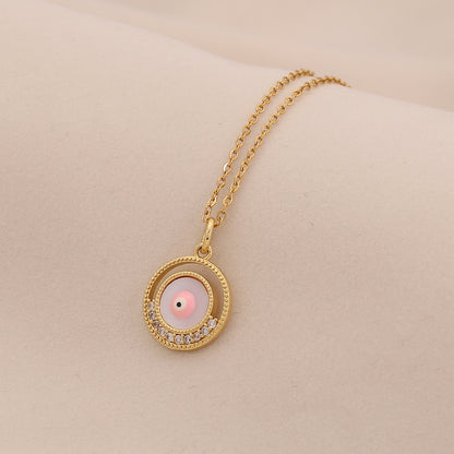 Enamel Eye Stainless Steel Pendant Necklace