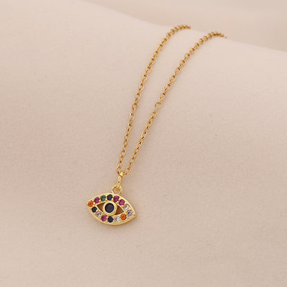 Enamel Eye Stainless Steel Pendant Necklace