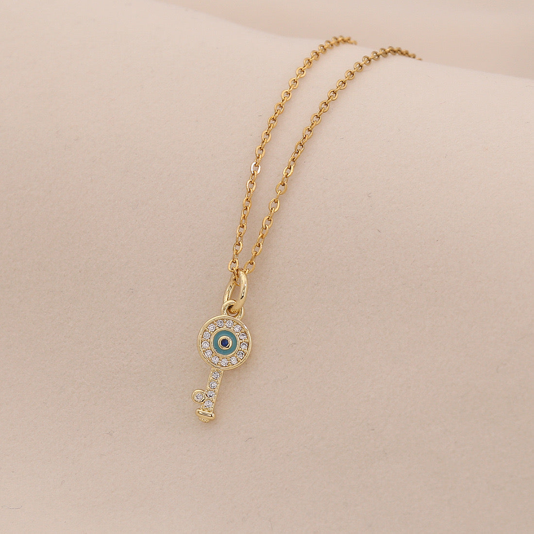 Enamel Eye Stainless Steel Pendant Necklace