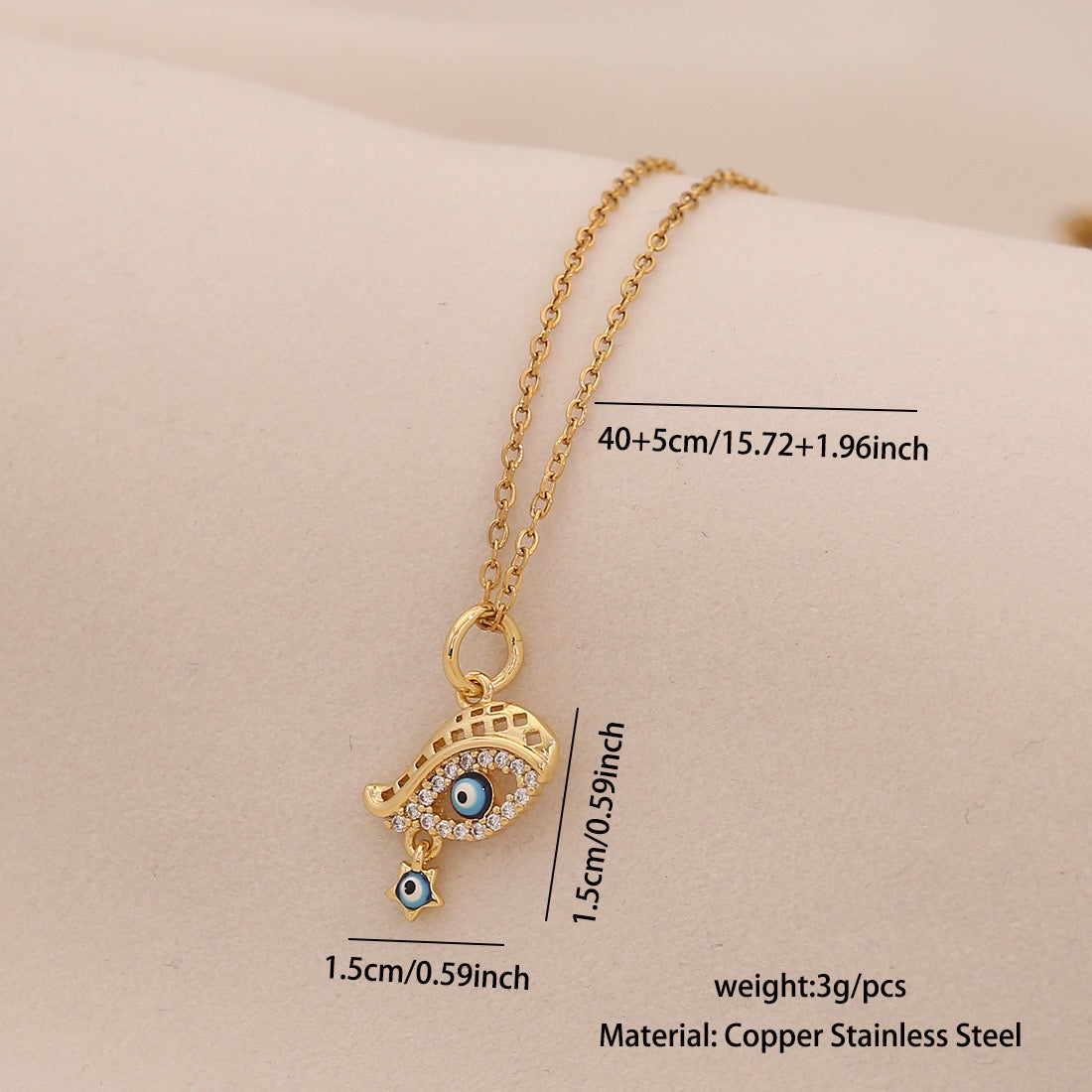 Evil Eye Stainless Steel Necklace