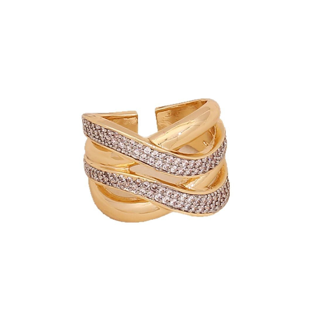 Two-Tone Heart Zircon Adjustable Ring