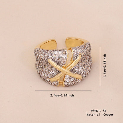 Two-Tone Heart Zircon Adjustable Ring