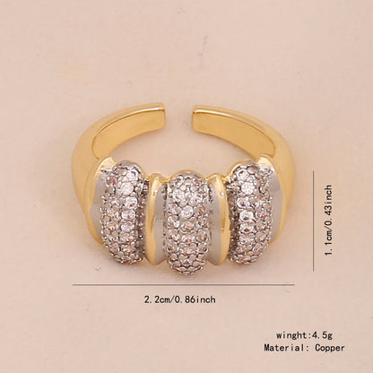 Two-Tone Heart Zircon Adjustable Ring