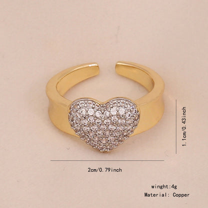 Two-Tone Heart Zircon Adjustable Ring