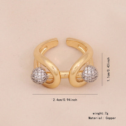 Two-Tone Heart Zircon Adjustable Ring