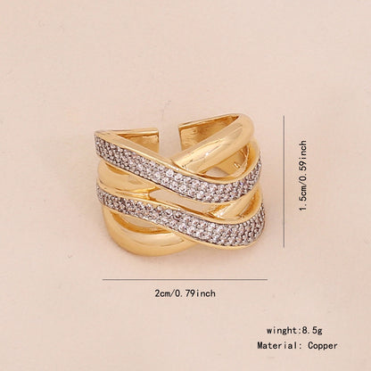 Two-Tone Heart Zircon Adjustable Ring