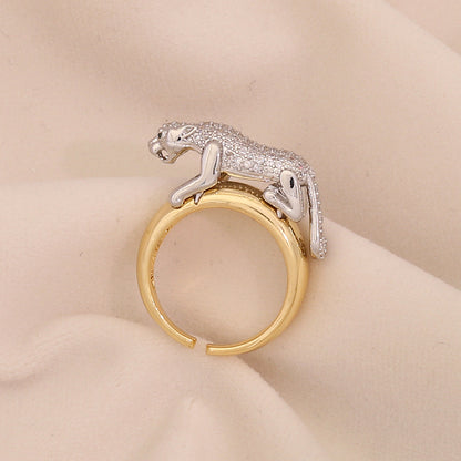 Two-Tone Heart Zircon Adjustable Ring