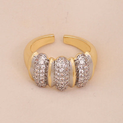Two-Tone Heart Zircon Adjustable Ring