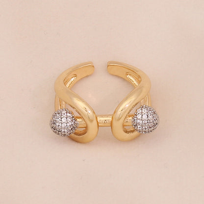 Two-Tone Heart Zircon Adjustable Ring