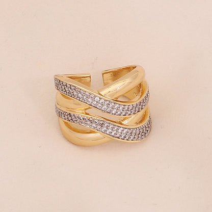 Two-Tone Heart Zircon Adjustable Ring