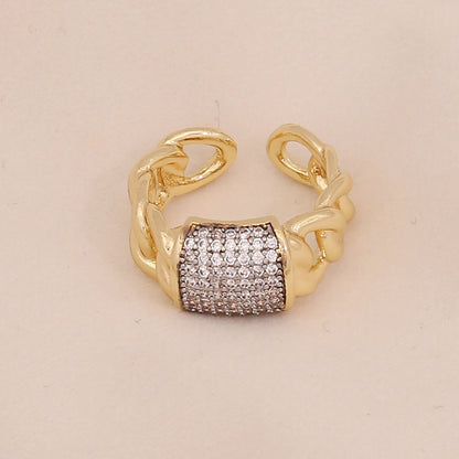 Two-Tone Heart Zircon Adjustable Ring