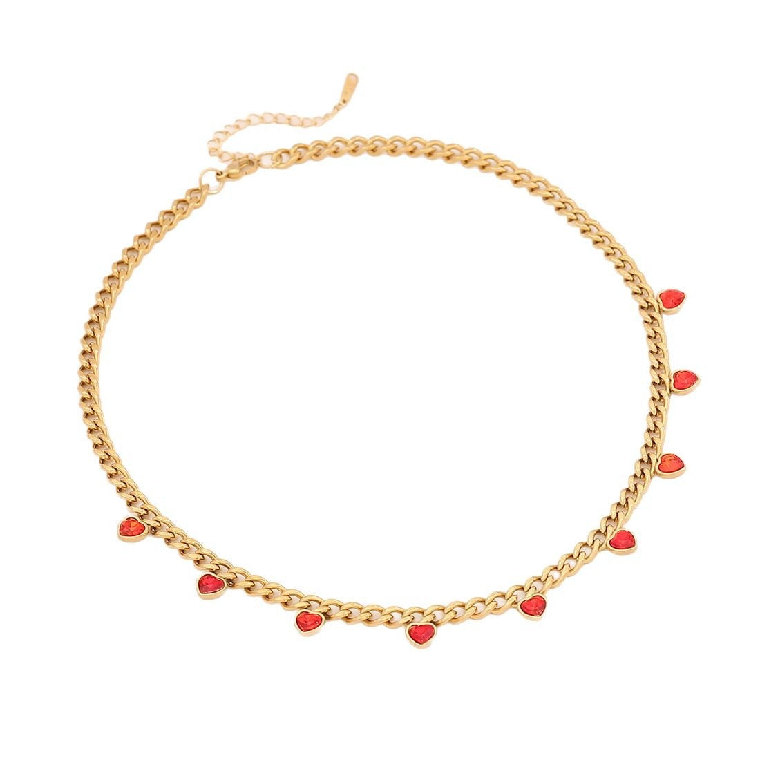 Colourful Heart Rhinestone Stainless Steel Necklace