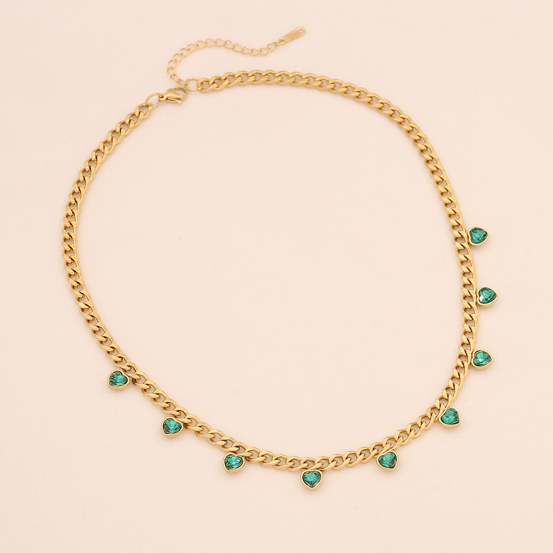 Colourful Heart Rhinestone Stainless Steel Necklace