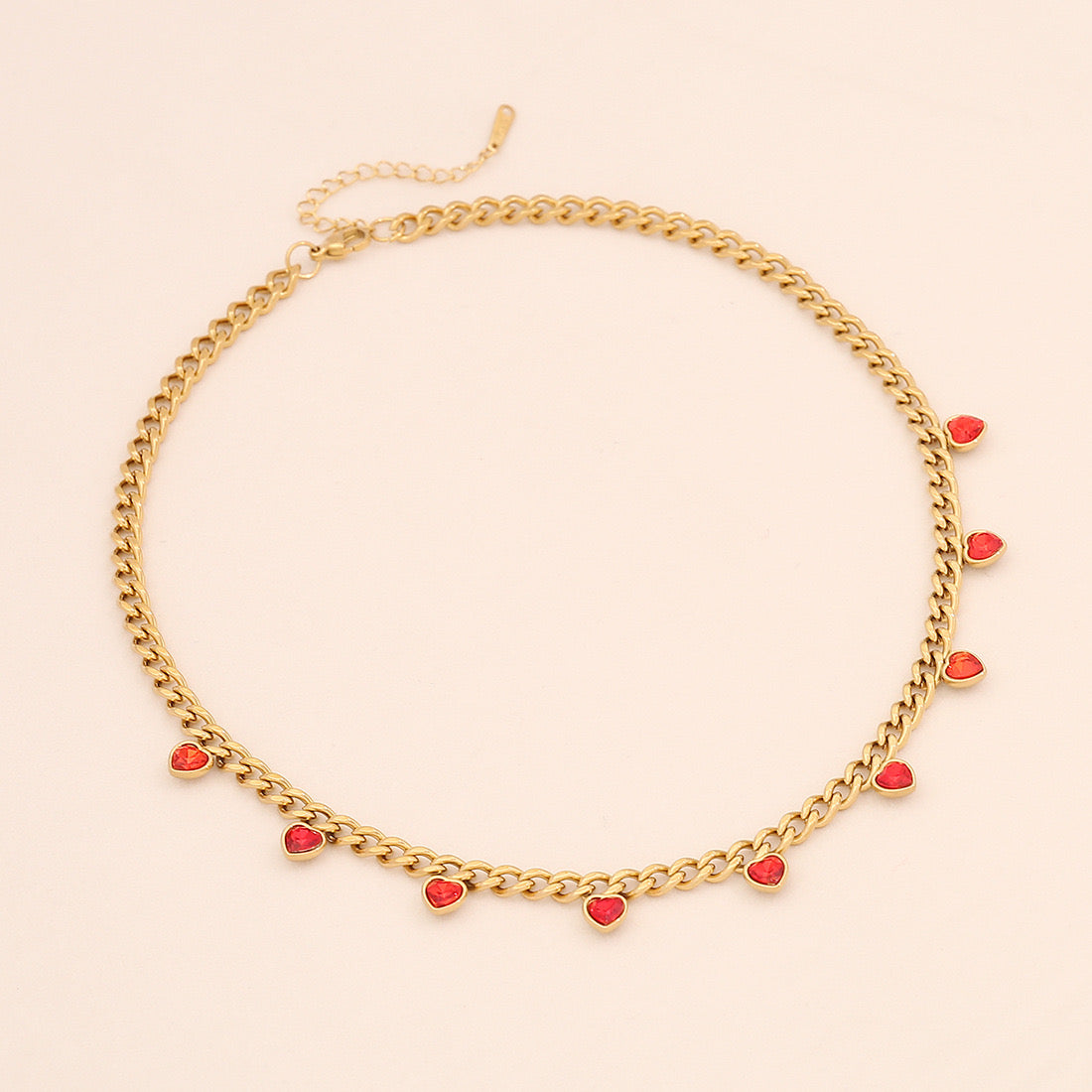 Colourful Heart Rhinestone Stainless Steel Necklace