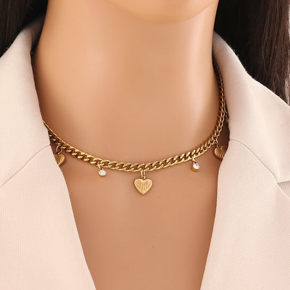 Eight-Pointed Star Rhinestone Stainless Steel Necklace