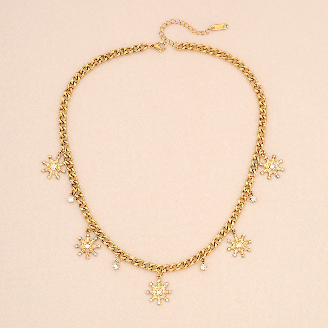 Eight-Pointed Star Rhinestone Stainless Steel Necklace