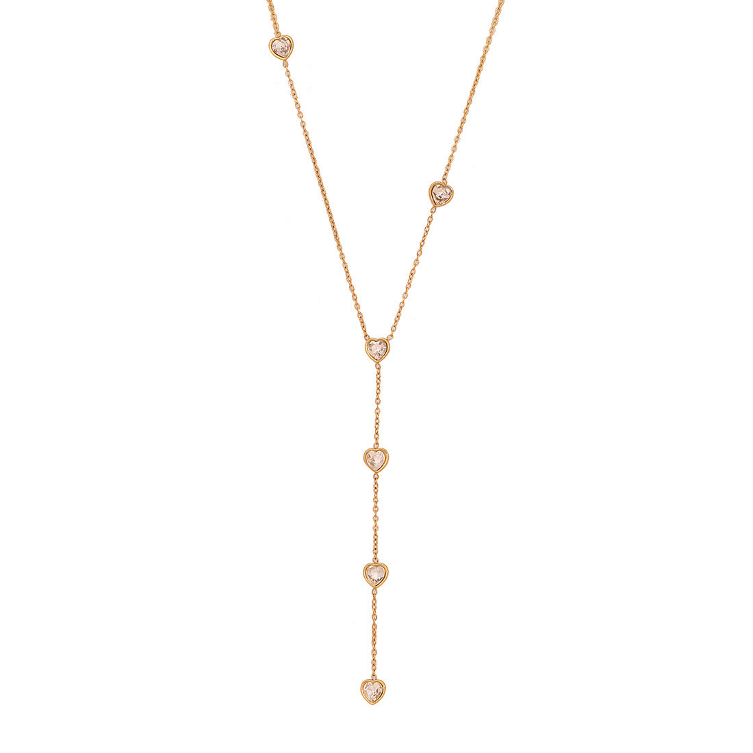 Glass Heart Y-Shaped Stainless Steel Necklace