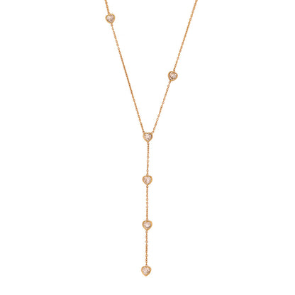 Glass Heart Y-Shaped Stainless Steel Necklace