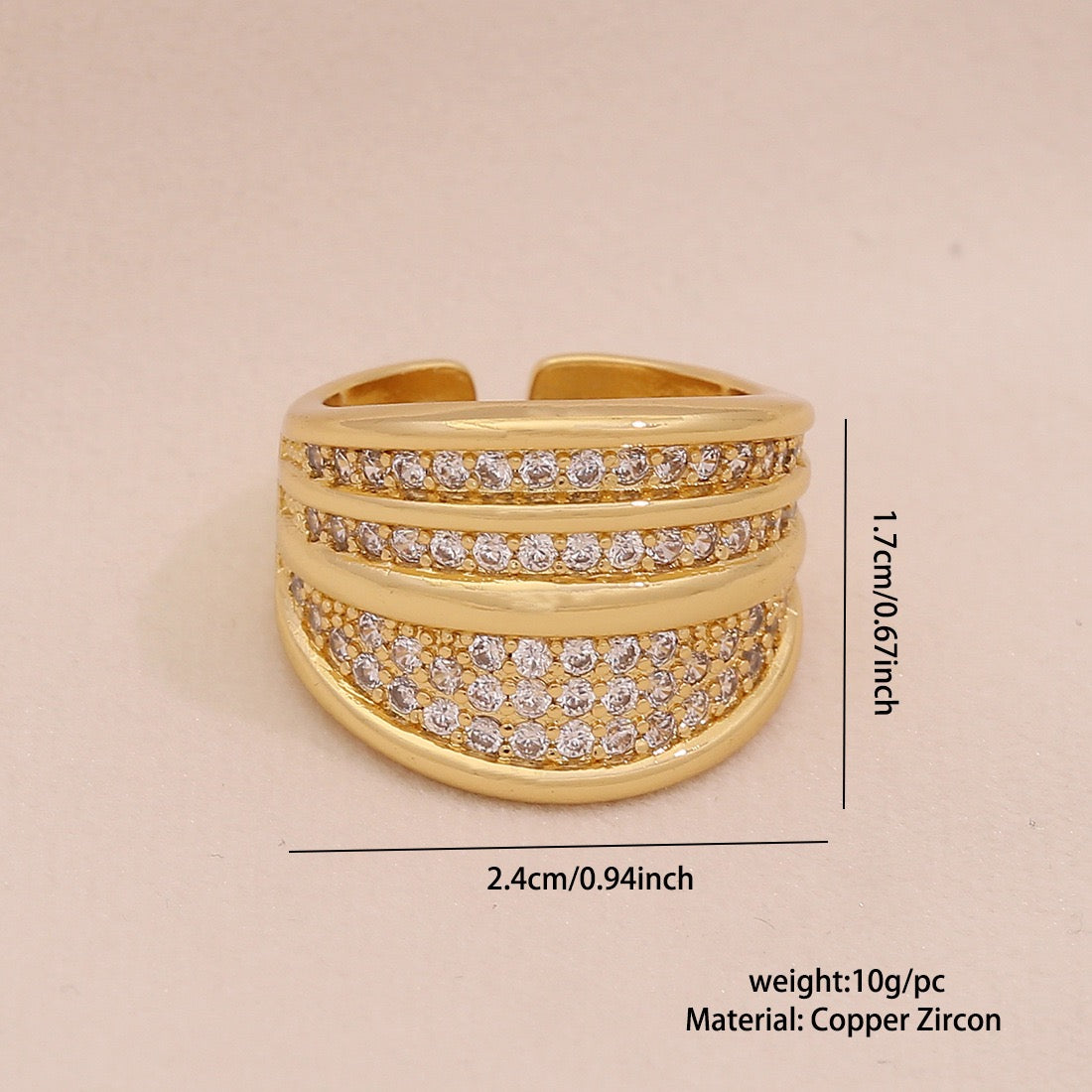 Full Zircon Irregular Geometric Ring