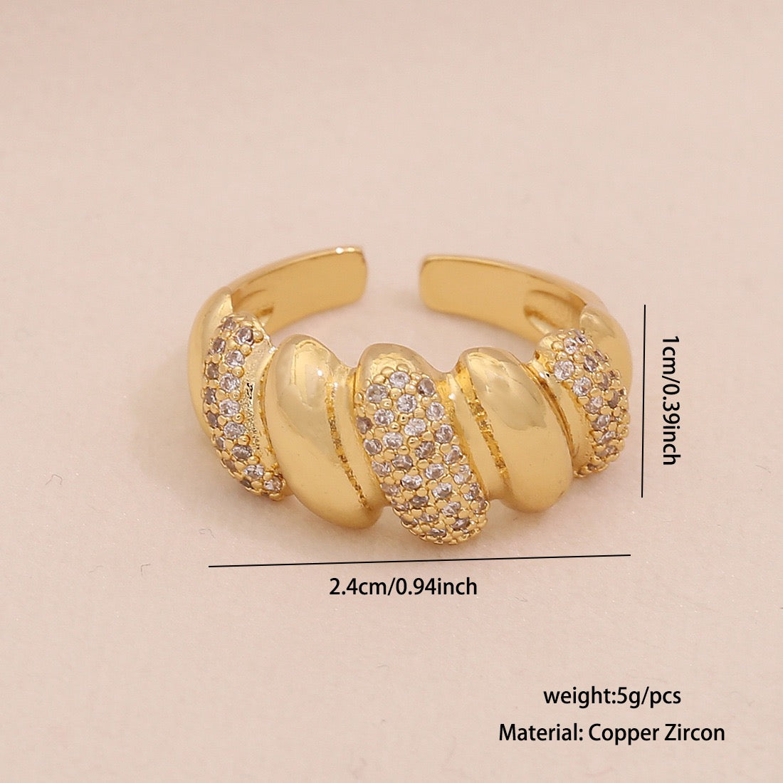 Full Zircon Irregular Geometric Ring