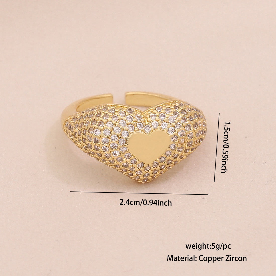 Full Zircon Irregular Geometric Ring